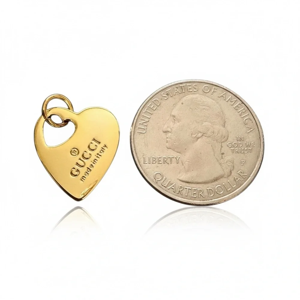 GUCCI Authentic Gold Heart Charm Pendant for Necklace - Picture 9 of 10